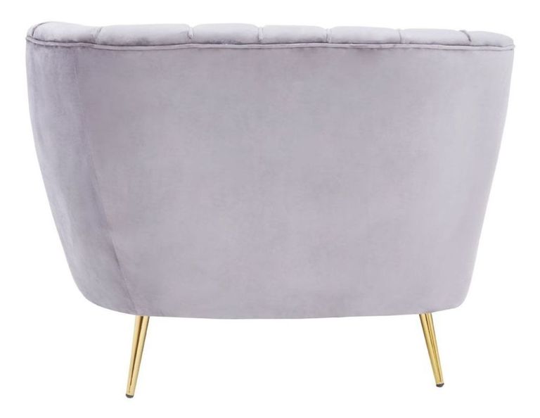 Felizia Lounge Chaise - Left Arm - Grey Velvet Fabric with Gold Legs