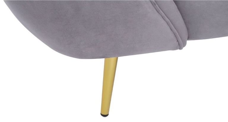 Felizia Lounge Chaise - Left Arm - Grey Velvet Fabric with Gold Legs