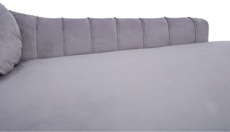 Felizia Lounge Chaise - Left Arm - Grey Velvet Fabric with Gold Legs