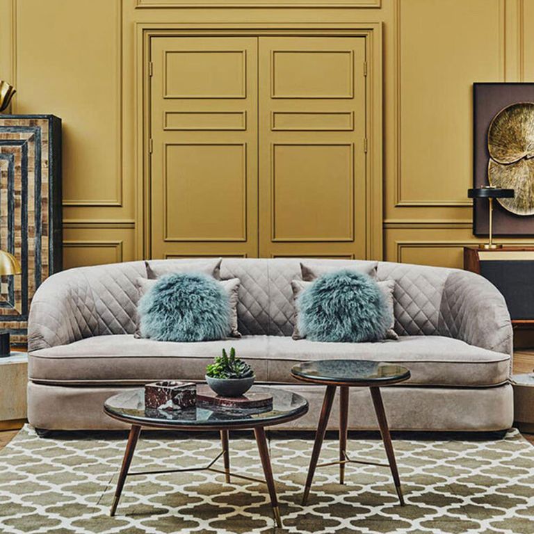 Fiji Sofa - 3 Seater - Grey Velvet Fabric