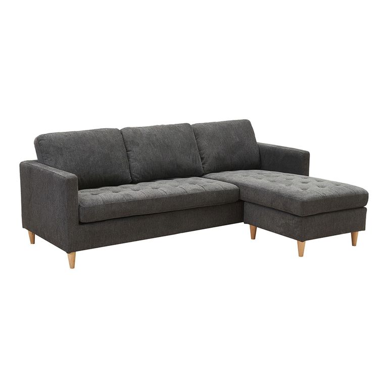 Firenze Sofa - Dark Grey Fabric - Natural Legs - LHF