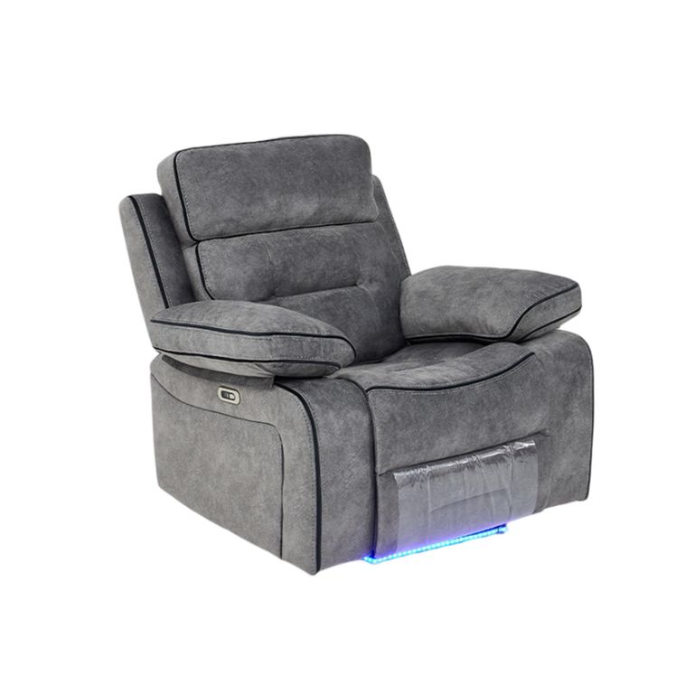 Foster Grey Fabric Recliner Armchair with LED Lights