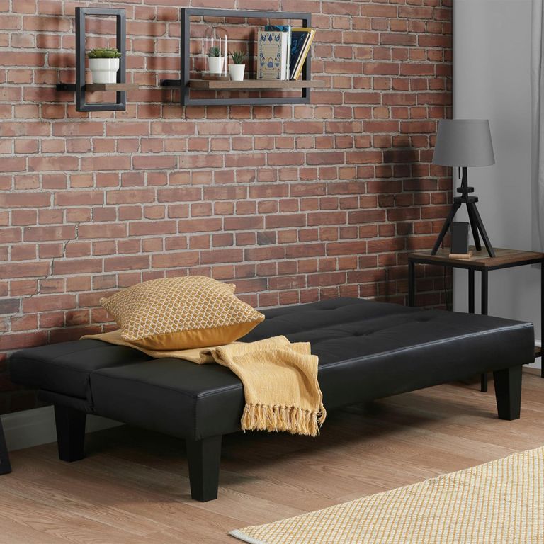 Franklin Click Clack Sofa Bed - 3 Seater - Black Faux Leather