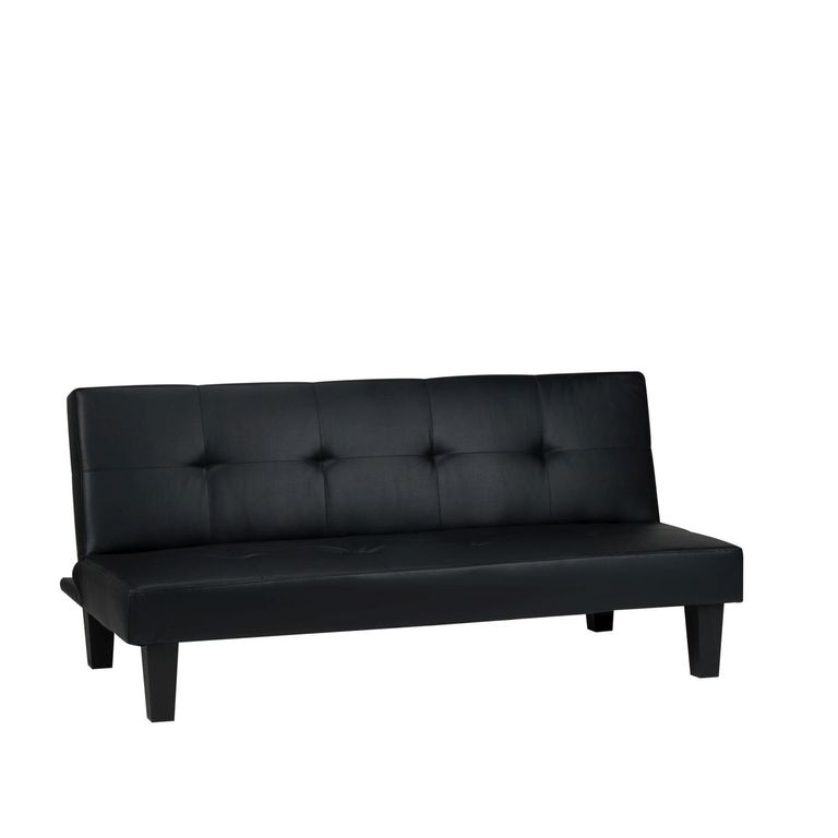 Franklin Click Clack Sofa Bed - 3 Seater - Black Faux Leather