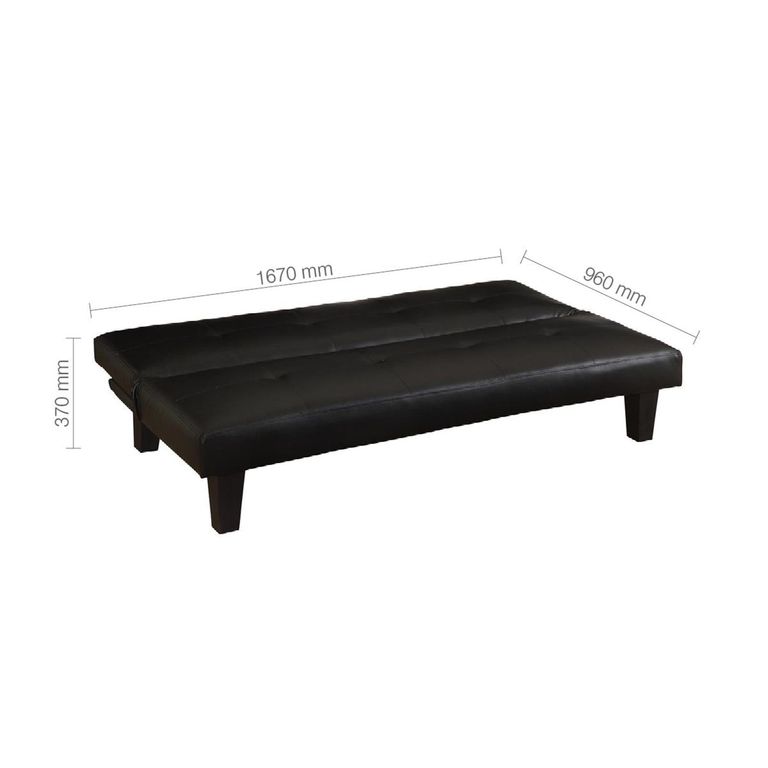 Franklin Click Clack Sofa Bed - 3 Seater - Black Faux Leather