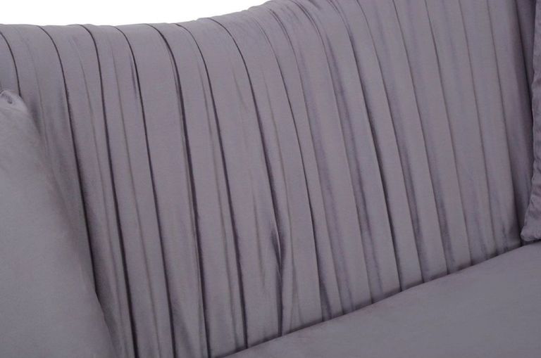 Franza Sofa - 2 Seater - Grey Velvet Fabric - Pleated