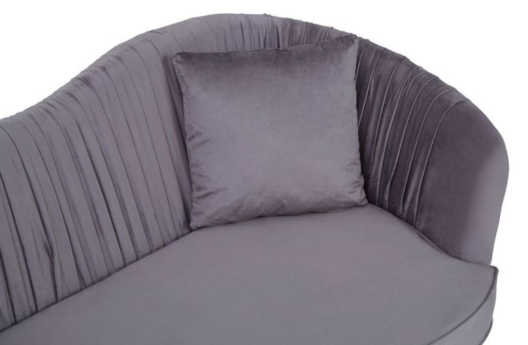 Franza Sofa - 2 Seater - Grey Velvet Fabric - Pleated