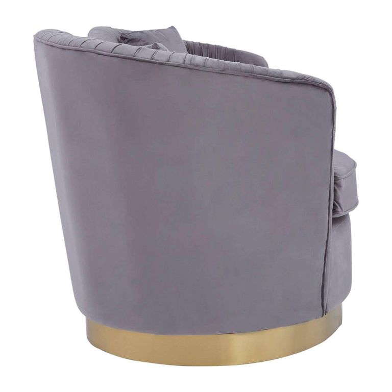 Franza Sofa - 3 Seater - Pleated Grey Velvet Fabric