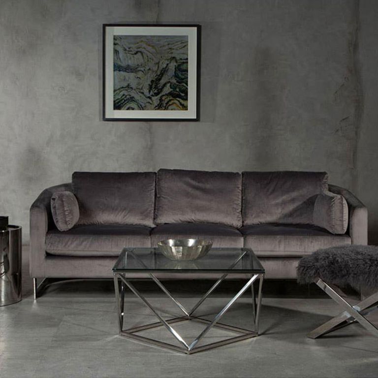 Freda Sofa - 3 Seater - Dark Grey Velvet Fabric