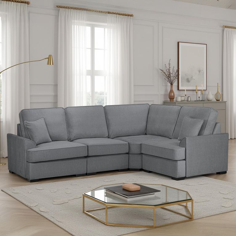 Funk Corner Sofa - Grey Fabric - LHF