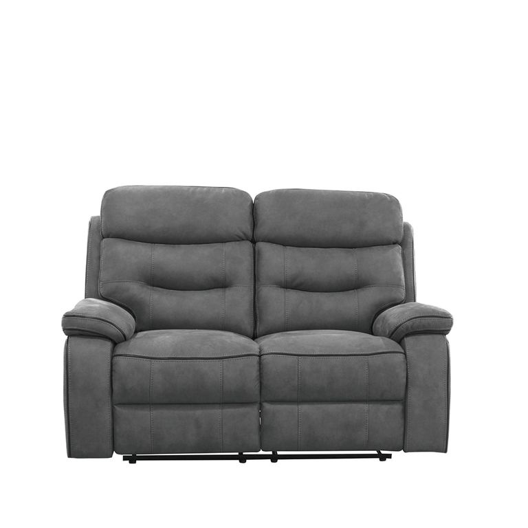 Gabrielle Manual Recliner Sofa - Charcoal Leather - 2 Seater