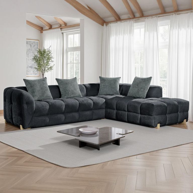 Genoa Corner Sofa - Charcoal Fabric - RHF