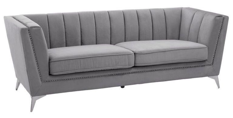 Hansa Sofa - 3 Seater - Grey Velvet Fabric
