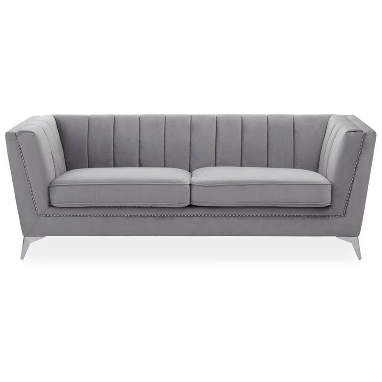Hansa Sofa - 3 Seater - Grey Velvet Fabric