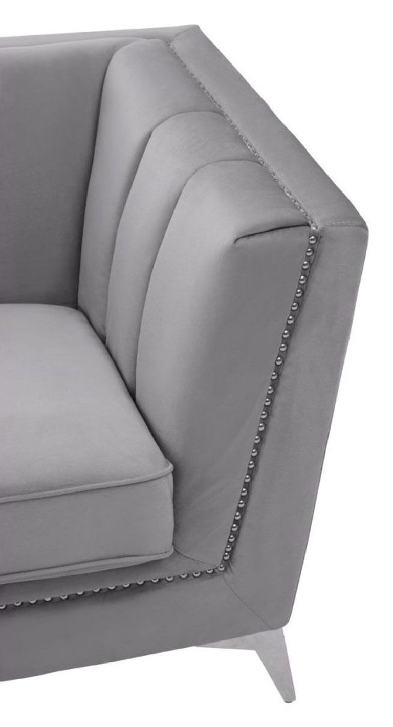 Hansa Sofa - 3 Seater - Grey Velvet Fabric