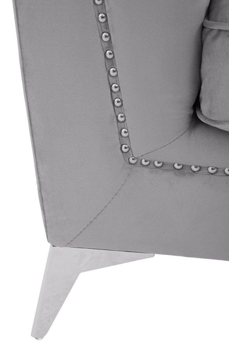 Hansa Sofa - 3 Seater - Grey Velvet Fabric