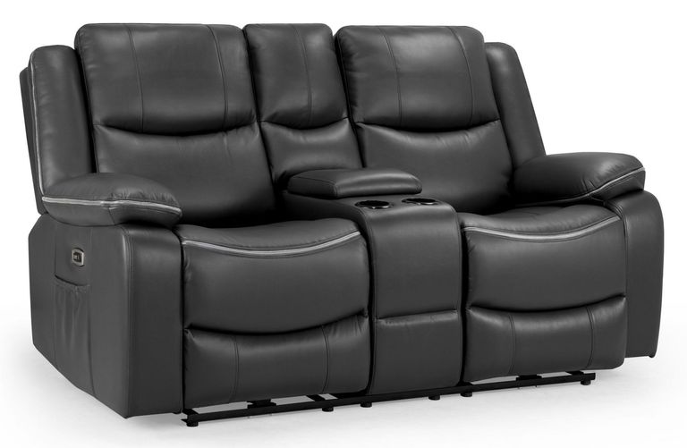 Harald Electric Recliner Sofa - Black Faux Leather - 2 Seater