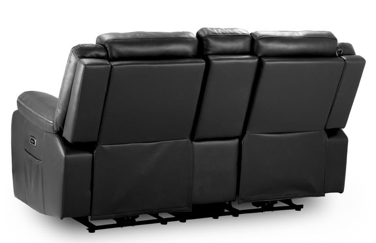 Harald Electric Recliner Sofa - Black Faux Leather - 2 Seater