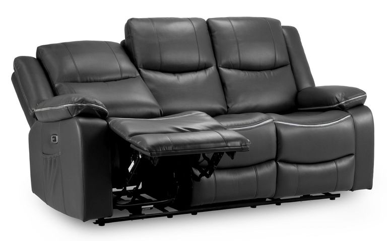 Harald Electric Recliner Sofa - Black Faux Leather - 3 Seater