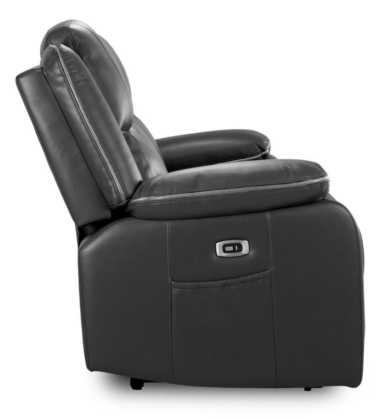 Harald Electric Recliner Sofa - Black Faux Leather - 3 Seater