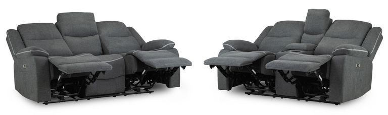 Harald Electric Recliner Sofa Set - Graphite Fabric - 3+2 Seater