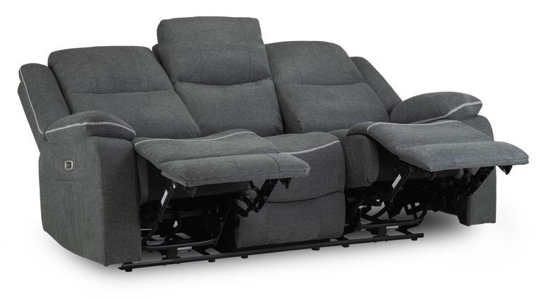 Harald Electric Recliner Sofa - Graphite Fabric - 3 Seater