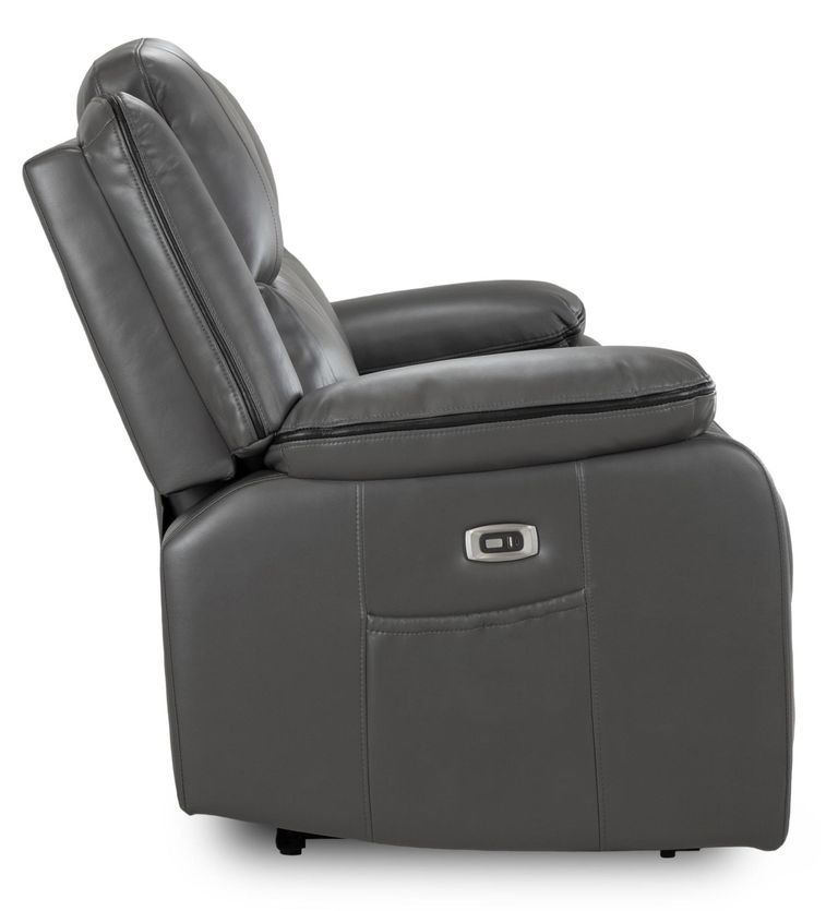 Harald Electric Recliner Sofa Set - Grey Faux Leather - 3+2 Seater