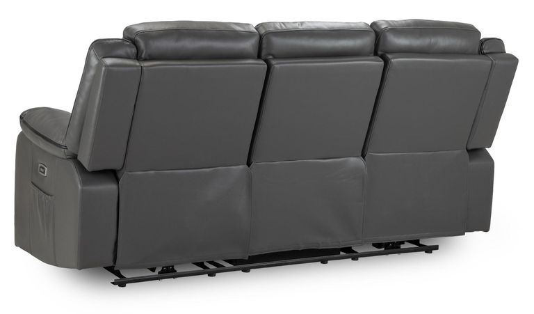 Harald Electric Recliner Sofa - Grey Faux Leather - 3 Seater