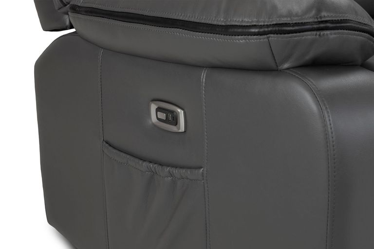 Harald Electric Recliner Sofa - Grey Faux Leather - 3 Seater