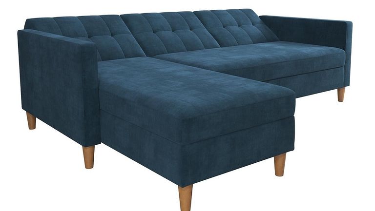 Harford Sectional Futon Storage Chenille Sofa Bed - 2112669UK