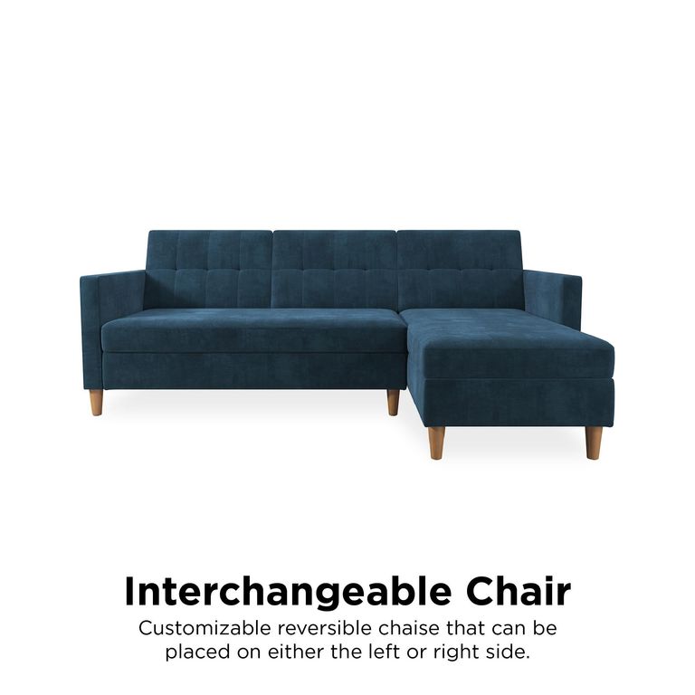 Harford Sectional Futon Storage Chenille Sofa Bed - 2112669UK