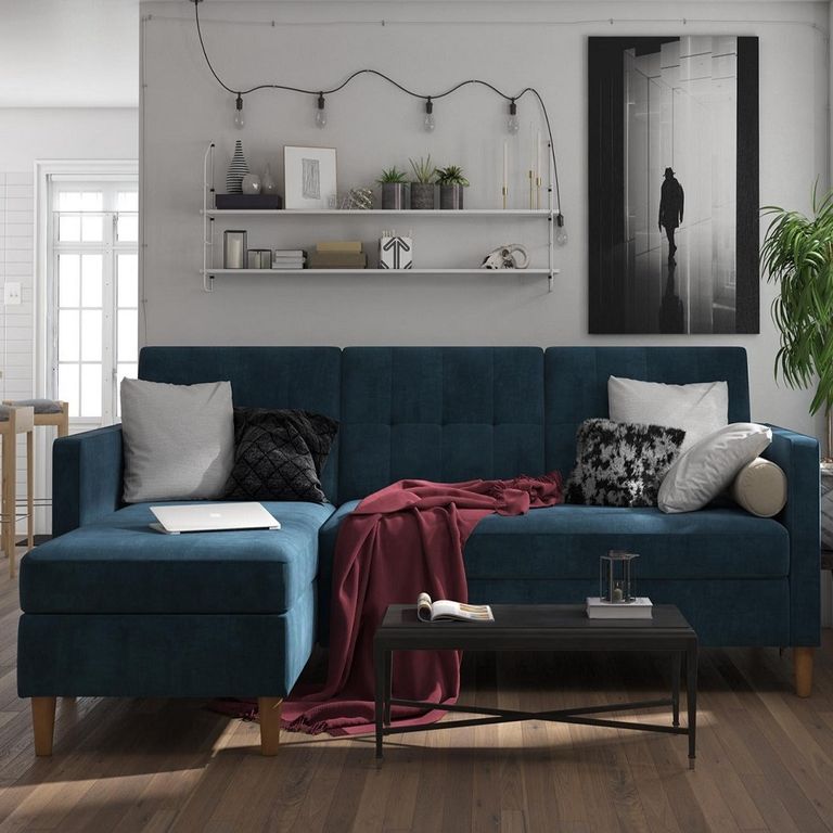 Harford Sectional Futon Storage Chenille Sofa Bed - 2112669UK