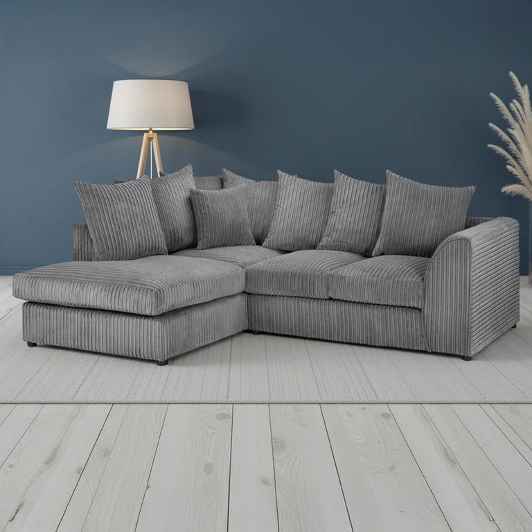 Harley Jumbo Corner Sofa - Grey Fabric - LHF