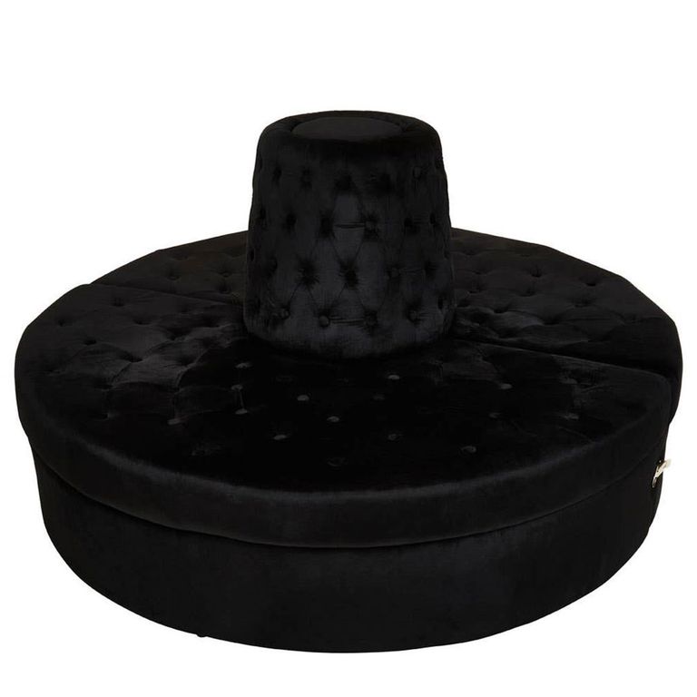 Hartford Sofa - Modular - Round - Black Velvet Fabric