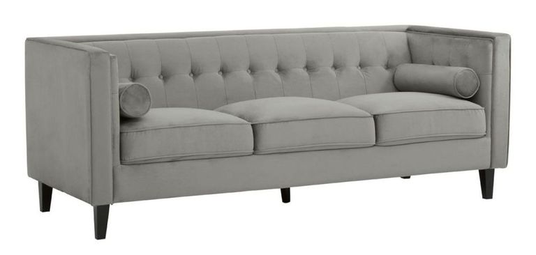 Helia Sofa - 3 Seater - Grey Velvet Fabric