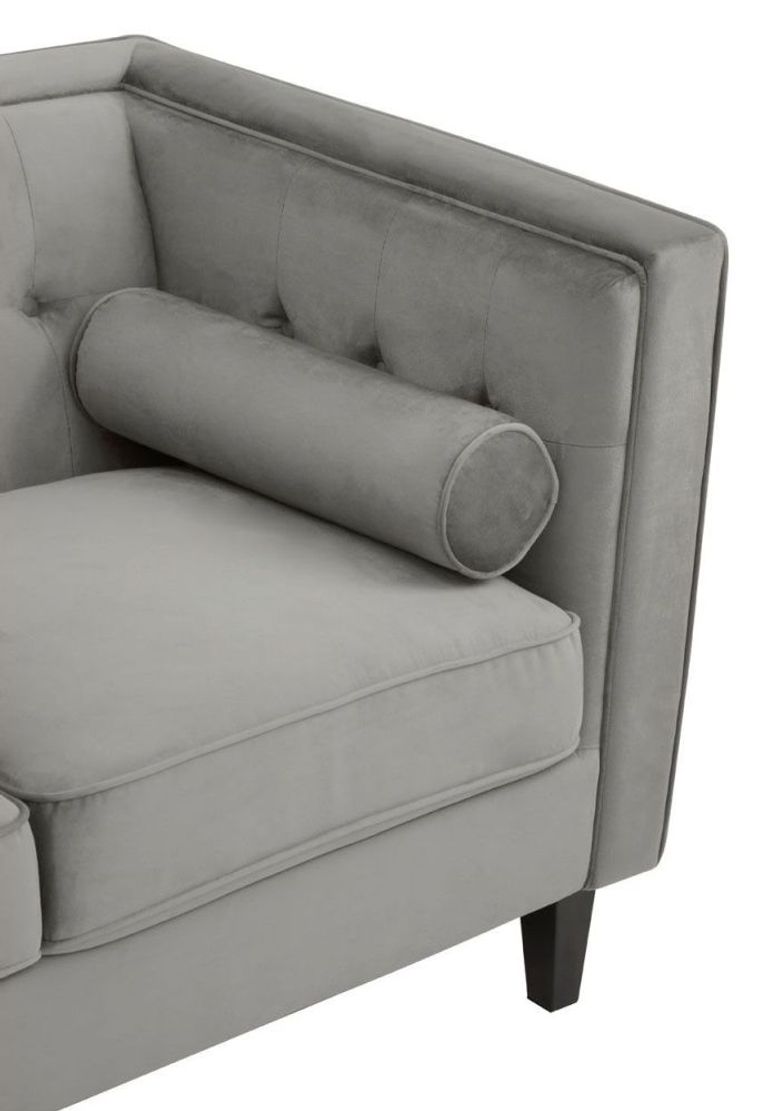 Helia Sofa - 3 Seater - Grey Velvet Fabric