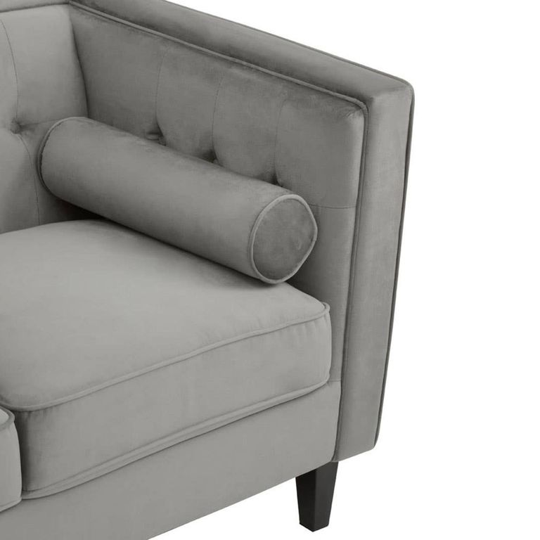 Helia Sofa - 3 Seater - Grey Velvet Fabric