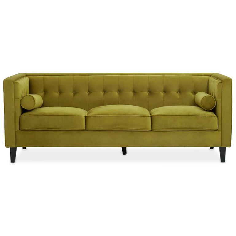 Helia Sofa - 3 Seater - Olive Velvet Fabric