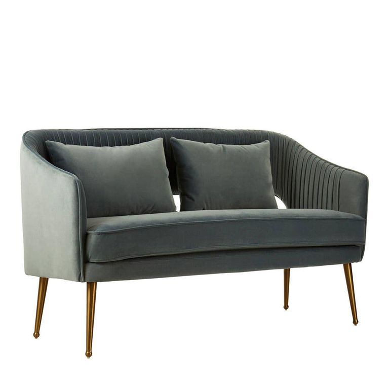 Hendricks Sofa - 2 Seater - Dusky Blue Velvet Fabric