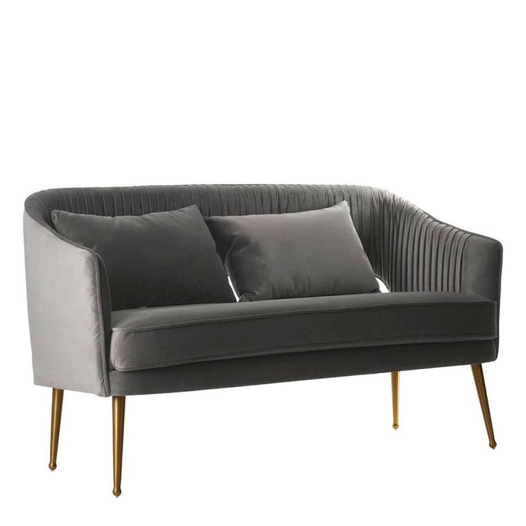 Hendricks Sofa - 2 Seater - Grey Velvet Fabric