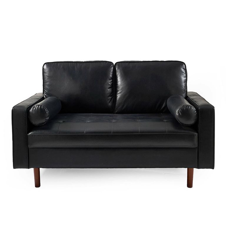 Henley Black Faux Leather Sofa - 2 Seater
