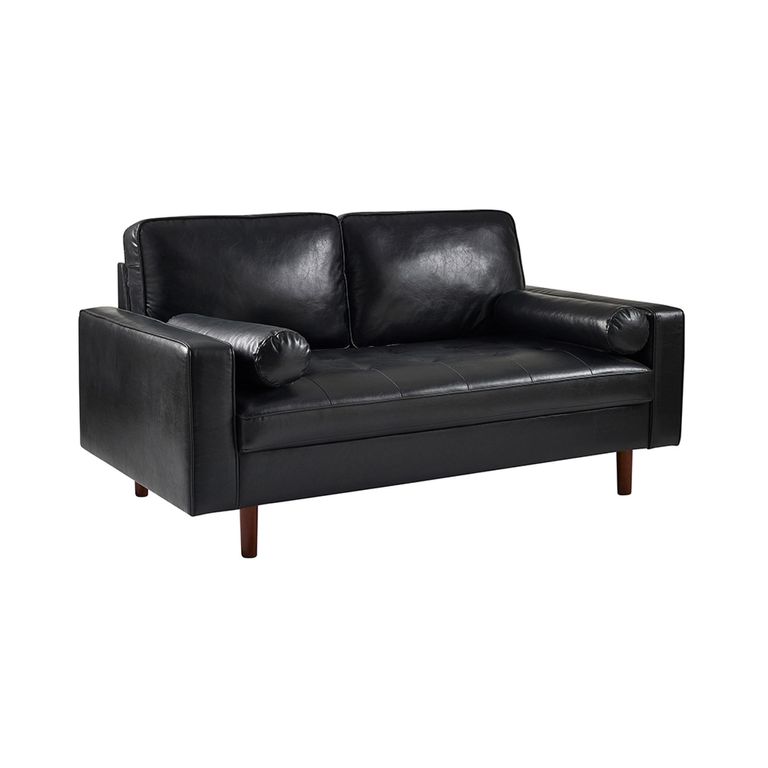Henley Black Faux Leather Sofa - 3 Seater