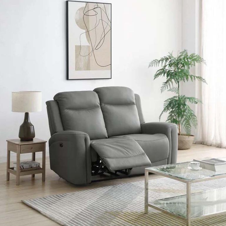 Henley Electric Recliner Sofa - Grey Leather - 2 Seater