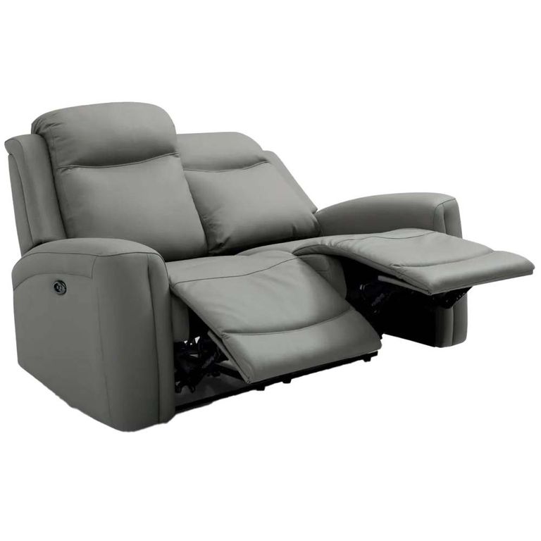 Henley Electric Recliner Sofa - Grey Leather - 2 Seater