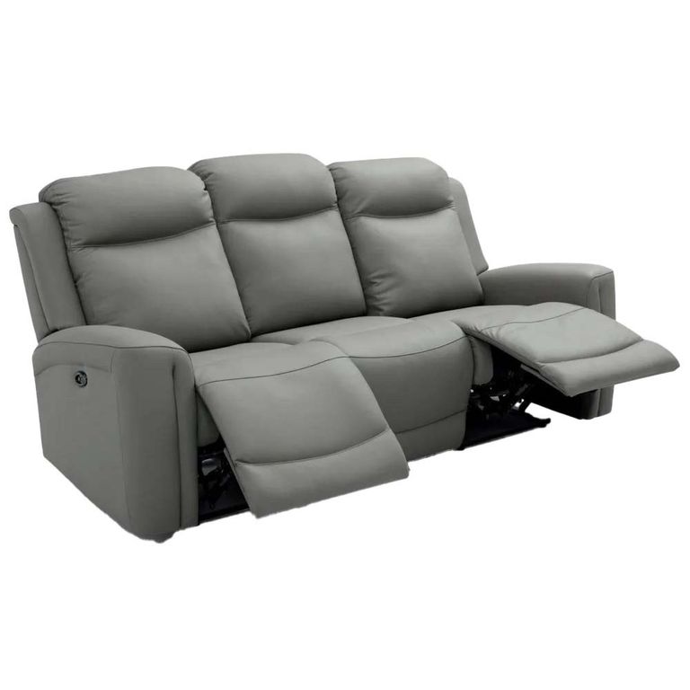 Henley Electric Recliner Sofa - Grey Leather - 3 Seater