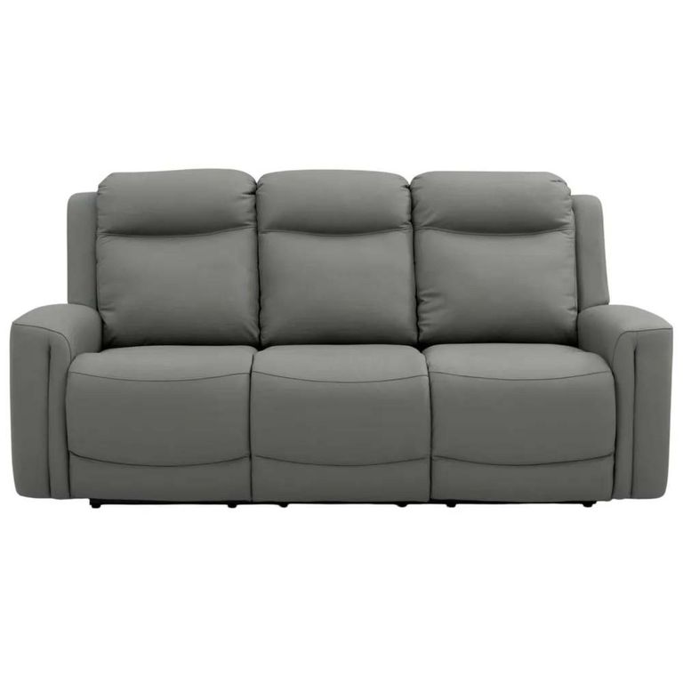 Henley Electric Recliner Sofa - Grey Leather - 3 Seater