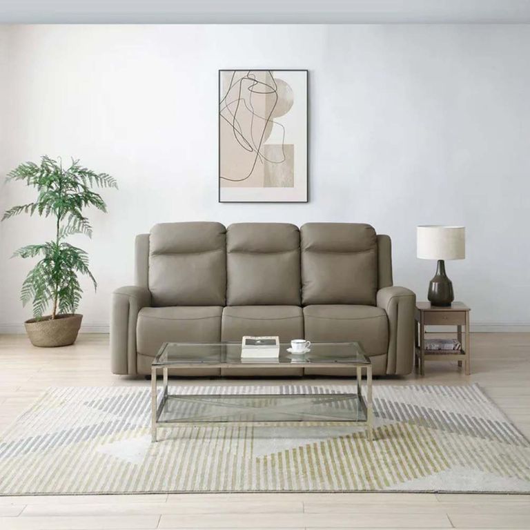Henley Electric Recliner Sofa - Taupe Leather - 3 Seater