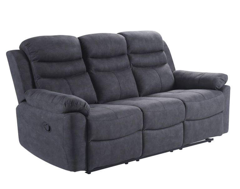 Hooven Charcoal Fabric 3 Seater Recliner