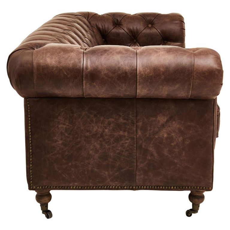 Hoxton Sofa - Chesterfield - 3 Seater - Brown Leather