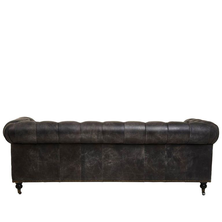 Hoxton Sofa - Chesterfield - 3 Seater - Dark Grey Leather